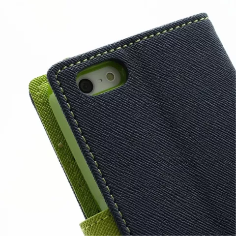 &Eacute;tui de biblioth&egrave;que portefeuille d&#039;origine Mercury Goospery compatible avec iPhone 5 5s SE 2016 portefeuille bleu fonc&eacute; vert