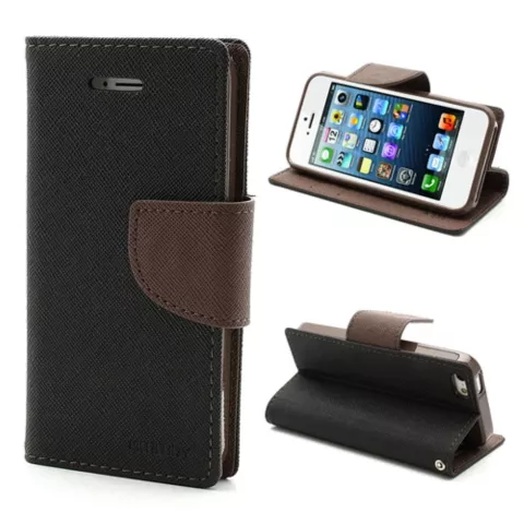 &Eacute;tui portefeuille Original Mercury Goospery Bookcase case iPhone 5 5s SE 2016 Black Brown wallet