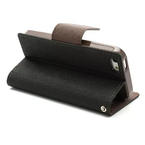 &Eacute;tui portefeuille Original Mercury Goospery Bookcase case iPhone 5 5s SE 2016 Black Brown wallet