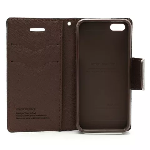 &Eacute;tui portefeuille Original Mercury Goospery Bookcase case iPhone 5 5s SE 2016 Black Brown wallet