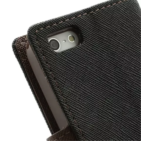 &Eacute;tui portefeuille Original Mercury Goospery Bookcase case iPhone 5 5s SE 2016 Black Brown wallet