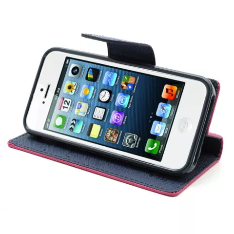 &Eacute;tui portefeuille rose Mercury Goospery Bookcase compatible avec iPhone 5 5s SE 2016 Cuir d&#039;origine - portefeuille