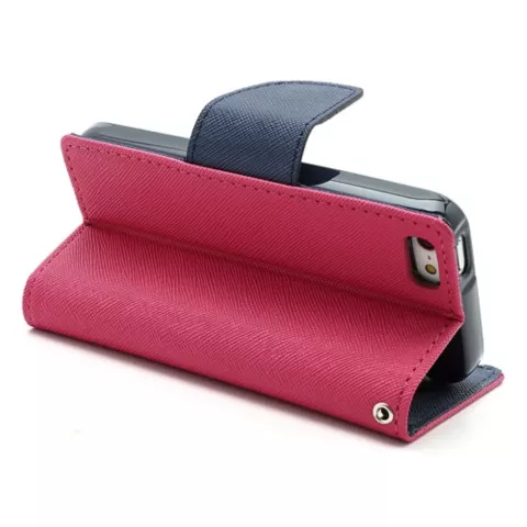 &Eacute;tui portefeuille rose Mercury Goospery Bookcase compatible avec iPhone 5 5s SE 2016 Cuir d&#039;origine - portefeuille