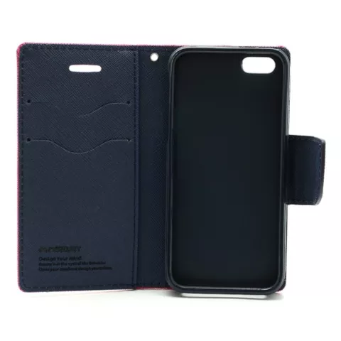 &Eacute;tui portefeuille rose Mercury Goospery Bookcase compatible avec iPhone 5 5s SE 2016 Cuir d&#039;origine - portefeuille
