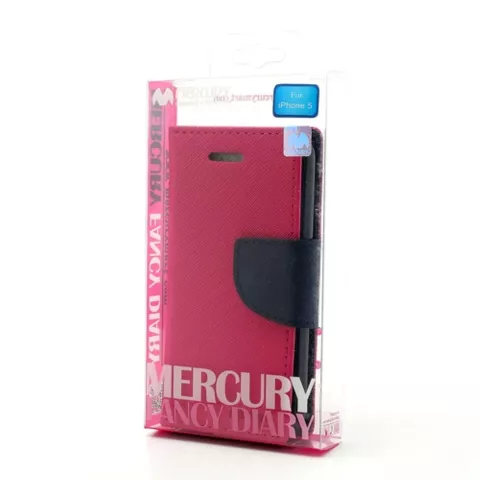 &Eacute;tui portefeuille rose Mercury Goospery Bookcase compatible avec iPhone 5 5s SE 2016 Cuir d&#039;origine - portefeuille