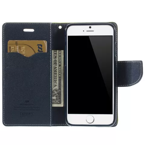 Housse de biblioth&egrave;que portefeuille vert Mercury Goospery d&#039;origine adapt&eacute;e au portefeuille en cuir iPhone 6 6s