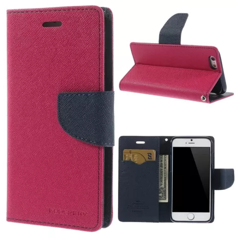 &Eacute;tui portefeuille rose Mercury Goospery Bookcase compatible avec iPhone 6 6s Cuir d&#039;origine - portefeuille