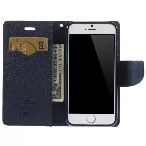 Etui Portefeuille Rose Mercury Goospery Bookcase Case iPhone 6 6s Original Leather - portefeuille