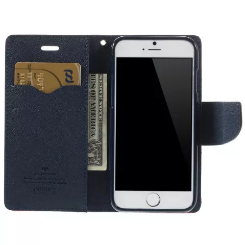 &Eacute;tui portefeuille rose Mercury Goospery Bookcase compatible avec iPhone 6 6s Cuir d&#039;origine - portefeuille
