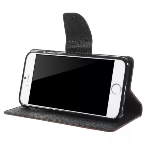 &Eacute;tui portefeuille Original Mercury Goospery Bookcase compatible avec iPhone 6 6s Marron noir portefeuille