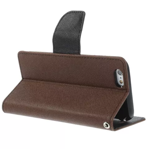 &Eacute;tui portefeuille Original Mercury Goospery Bookcase compatible avec iPhone 6 6s Marron noir portefeuille