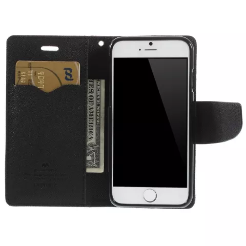 &Eacute;tui portefeuille Original Mercury Goospery Bookcase compatible avec iPhone 6 6s Marron noir portefeuille