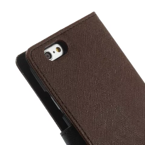&Eacute;tui portefeuille Original Mercury Goospery Bookcase compatible avec iPhone 6 6s Marron noir portefeuille