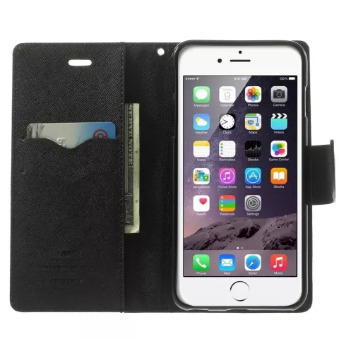 Mercury Goospery Bookcase &eacute;tui compatible avec iPhone 6 Plus 6s Plus &Eacute;tui portefeuille Marron noir portefeuille