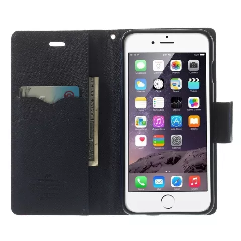 &Eacute;tui portefeuille rose Mercury Goospery Bookcase compatible avec iPhone 6 Plus 6s Plus &eacute;tui portefeuille