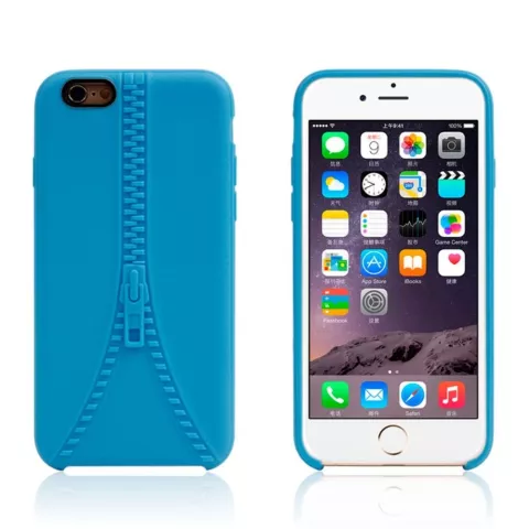 &Eacute;tui robuste avec fermeture &eacute;clair imitation compatible avec iPhone 6 6s &Eacute;tui en silicone bleu
