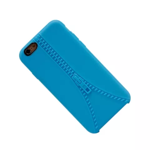 &Eacute;tui robuste avec fermeture &eacute;clair imitation compatible avec iPhone 6 6s &Eacute;tui en silicone bleu