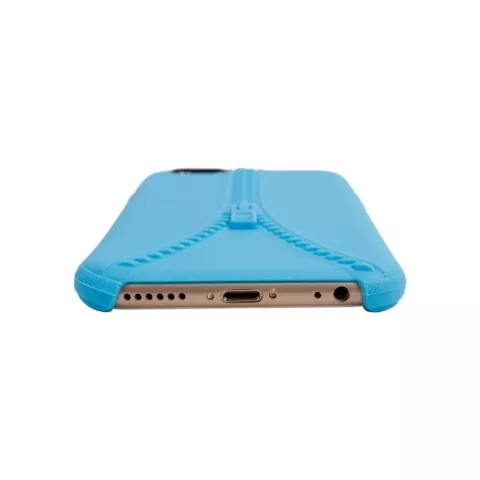 &Eacute;tui robuste avec fermeture &eacute;clair imitation compatible avec iPhone 6 6s &Eacute;tui en silicone bleu