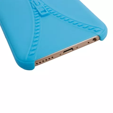 &Eacute;tui robuste avec fermeture &eacute;clair imitation compatible avec iPhone 6 6s &Eacute;tui en silicone bleu