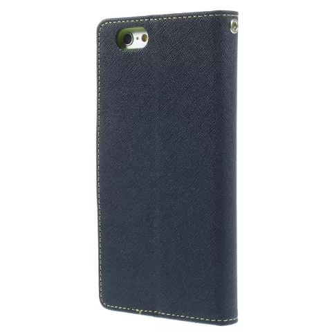 Biblioth&egrave;que portefeuille bleue d&#039;origine Mercury Goospery compatible avec iPhone 6 6s Portefeuille en cuir bleu fonc&eacute;