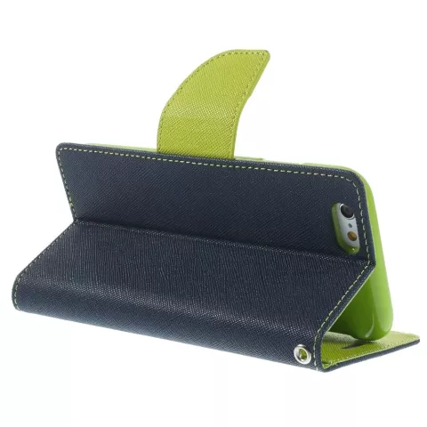 Biblioth&egrave;que portefeuille bleue d&#039;origine Mercury Goospery compatible avec iPhone 6 6s Portefeuille en cuir bleu fonc&eacute;
