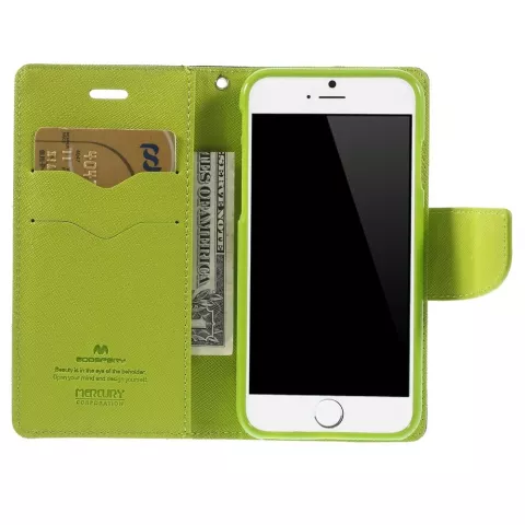 Biblioth&egrave;que portefeuille bleue d&#039;origine Mercury Goospery compatible avec iPhone 6 6s Portefeuille en cuir bleu fonc&eacute;