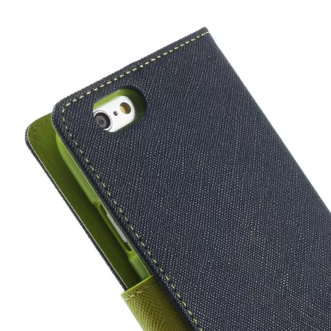 Biblioth&egrave;que portefeuille bleue d&#039;origine Mercury Goospery compatible avec iPhone 6 6s Portefeuille en cuir bleu fonc&eacute;