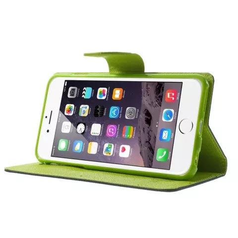 Biblioth&egrave;que portefeuille bleue Mercury Goospery compatible avec iPhone 6 Plus 6s Plus &Eacute;tui portefeuille en cuir bleu fonc&eacute;