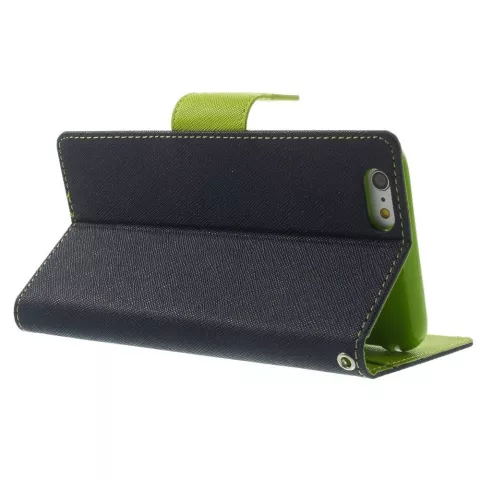 Biblioth&egrave;que portefeuille bleue Mercury Goospery compatible avec iPhone 6 Plus 6s Plus &Eacute;tui portefeuille en cuir bleu fonc&eacute;