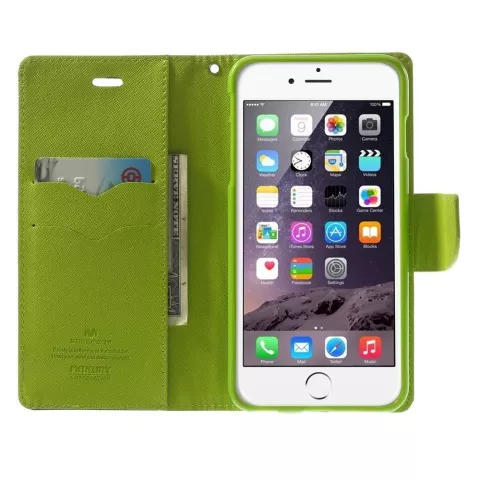 Biblioth&egrave;que portefeuille bleue Mercury Goospery compatible avec iPhone 6 Plus 6s Plus &Eacute;tui portefeuille en cuir bleu fonc&eacute;