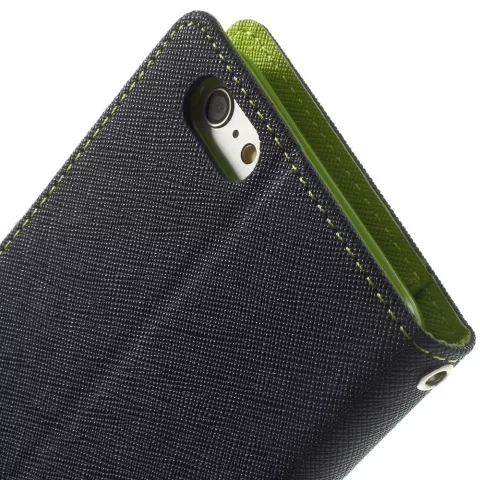 Biblioth&egrave;que portefeuille bleue Mercury Goospery compatible avec iPhone 6 Plus 6s Plus &Eacute;tui portefeuille en cuir bleu fonc&eacute;