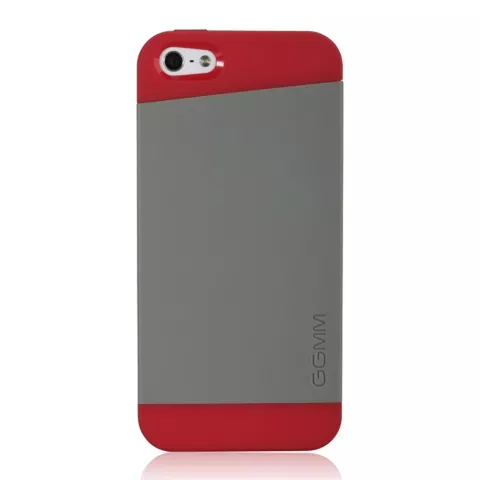 Coque en TPU GGMM iFreedom Series compatible avec iPhone 5/5s et SE 2016 Gris avec Rouge Blanc