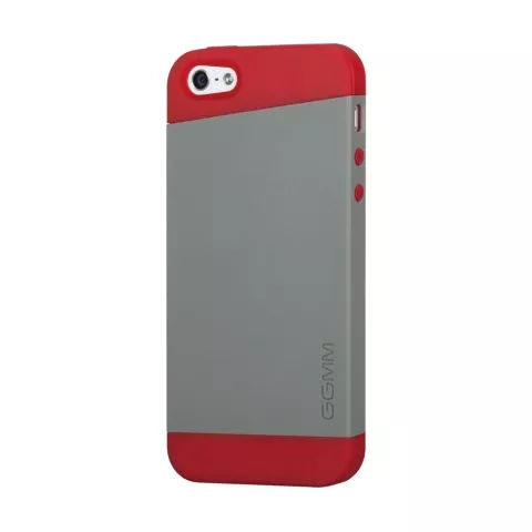 Coque en TPU GGMM iFreedom Series compatible avec iPhone 5/5s et SE 2016 Gris avec Rouge Blanc