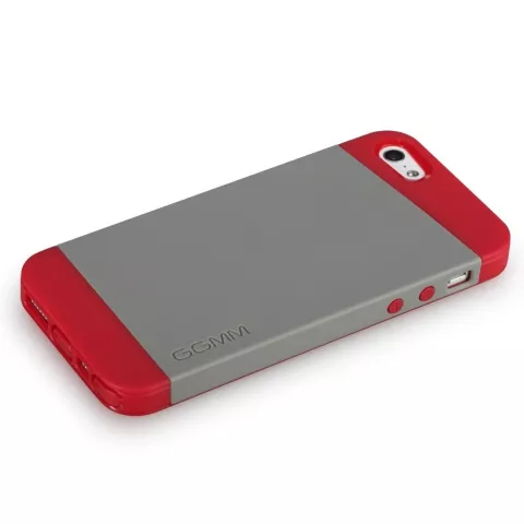 Coque en TPU GGMM iFreedom Series compatible avec iPhone 5/5s et SE 2016 Gris avec Rouge Blanc