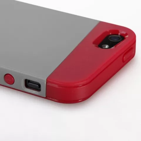 Coque en TPU GGMM iFreedom Series compatible avec iPhone 5/5s et SE 2016 Gris avec Rouge Blanc