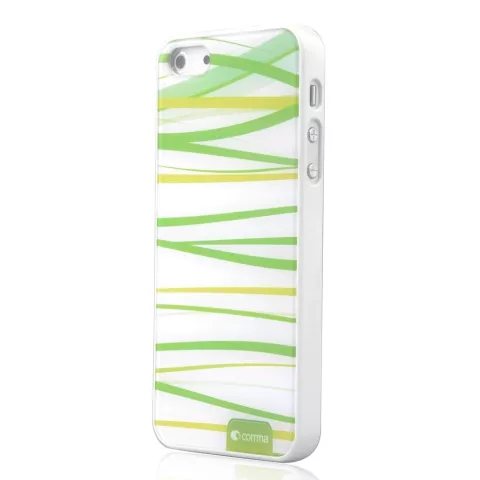 Coque Comma vert blanc compatible avec iPhone 5/5s et SE 2016 coque rigide design herbe
