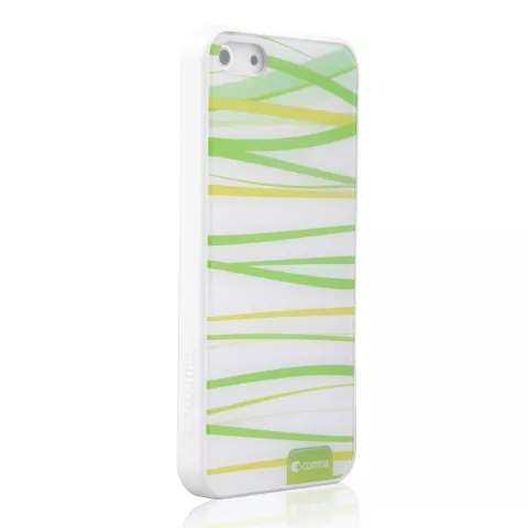 &Eacute;tui virgule blanc vert pour iPhone 5 5s SE 2016 rigide design herbe