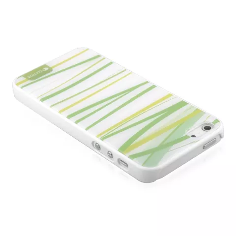 &Eacute;tui virgule blanc vert pour iPhone 5 5s SE 2016 rigide design herbe