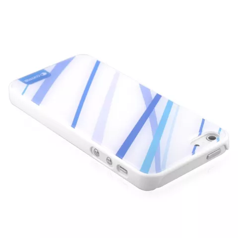 Coque Comma bleue et blanche compatible avec iPhone 5/5s et SE 2016 coque rigide avec lignes bleues