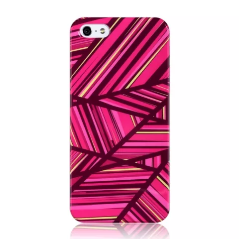 Coque iPhone 5 5s SE 2016 GGMM IML Series - Lignes &eacute;tuis rigides roses