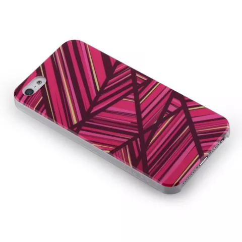 Coque iPhone 5 5s SE 2016 GGMM IML Series - Lignes &eacute;tuis rigides roses