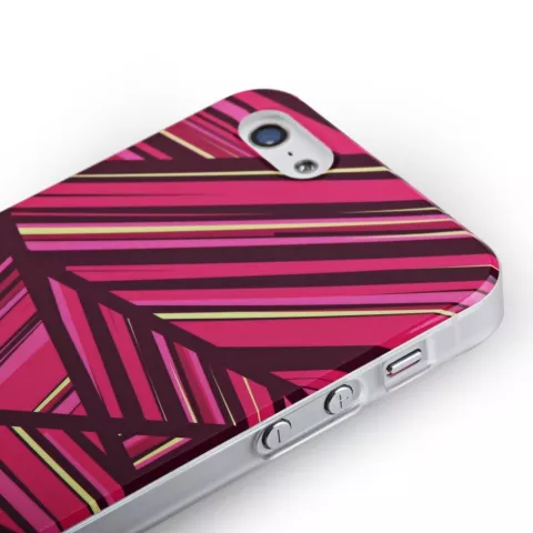 S&eacute;rie GGMM IML la coque compatible avec iPhone 5 5s SE 2016 - Lignes de coque rigide rose