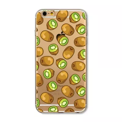 Coque transparente Kiwi compatible avec iPhone 6 Plus et 6s Plus Coque en silicone TPU fruit transparent vert Kiwis