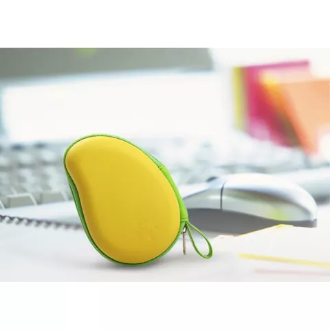 Bo&icirc;te de rangement pour &eacute;couteurs Forme mangue Bo&icirc;te de protection pour &eacute;couteurs Jaune vert