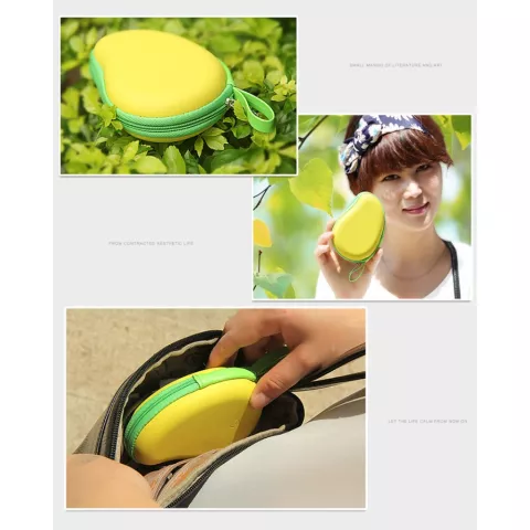 Bo&icirc;te de rangement pour &eacute;couteurs Forme mangue Bo&icirc;te de protection pour &eacute;couteurs Jaune vert