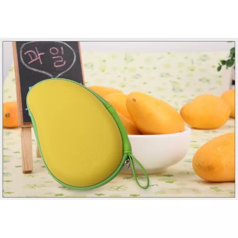 Bo&icirc;te de rangement pour &eacute;couteurs Forme mangue Bo&icirc;te de protection pour &eacute;couteurs Jaune vert