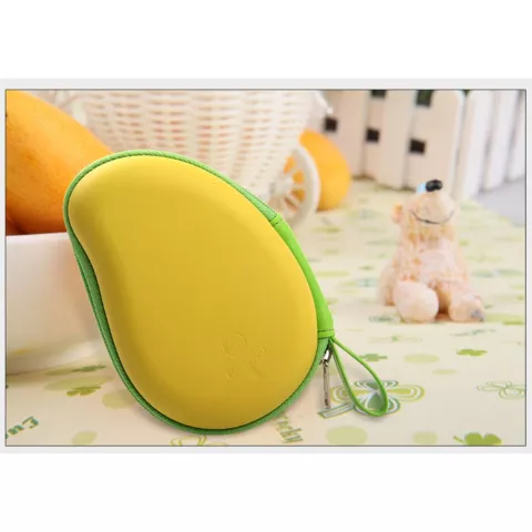 Bo&icirc;te de rangement pour &eacute;couteurs Forme mangue Bo&icirc;te de protection pour &eacute;couteurs Jaune vert