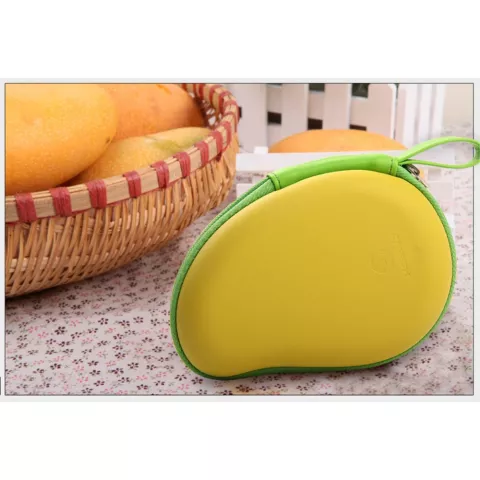 Bo&icirc;te de rangement pour &eacute;couteurs Forme mangue Bo&icirc;te de protection pour &eacute;couteurs Jaune vert