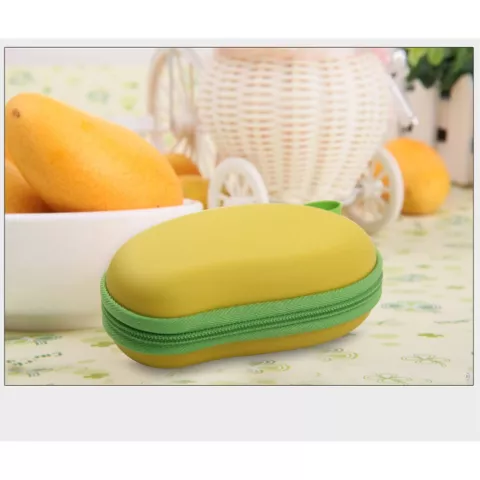 Bo&icirc;te de rangement pour &eacute;couteurs Forme mangue Bo&icirc;te de protection pour &eacute;couteurs Jaune vert