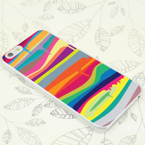 Coque rigide aux couleurs vives compatible avec iPhone 6 Plus 6s Plus Coque couleur arc-en-ciel Design peinture